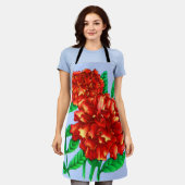 アフリカのマリーゴールドプリント エプロン (着用した状態)