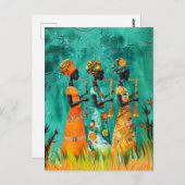 アフリカのミュージシャンのドレ伝統的ス ポストカード (正面/裏面)