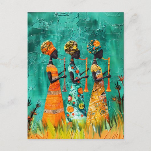 アフリカのミュージシャンのドレ伝統的ス ポストカード (正面)