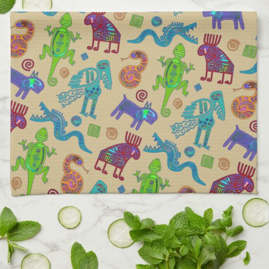 アフリカのメキシコの文化初期の部族パターン1 キッチンタオル (折り畳み)