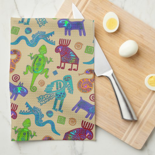 アフリカのメキシコの文化初期の部族パターン1 キッチンタオル (四つ折り)