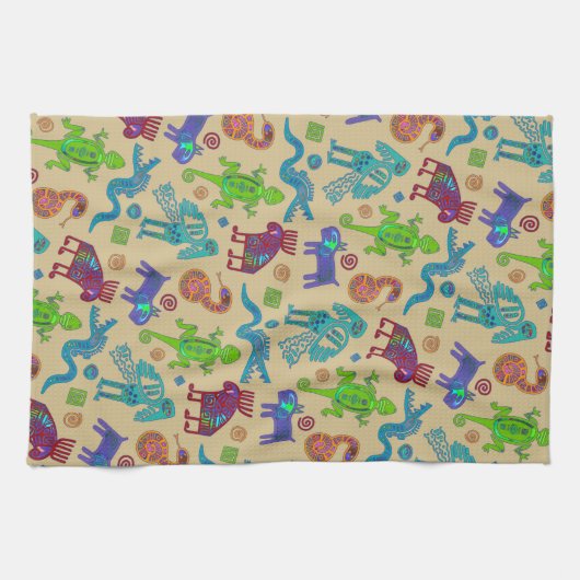 アフリカのメキシコの文化初期の部族パターン1 キッチンタオル (横)