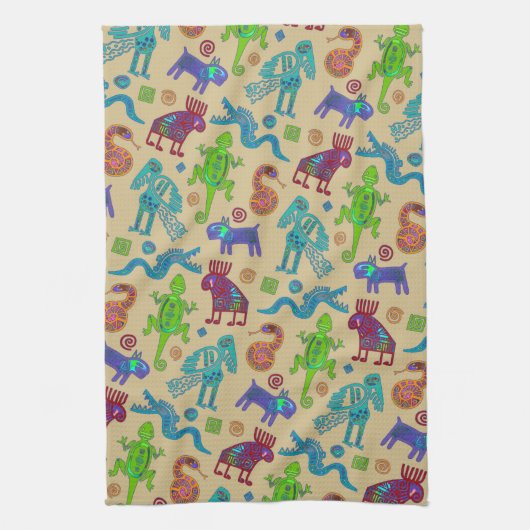 アフリカのメキシコの文化初期の部族パターン1 キッチンタオル (縦)