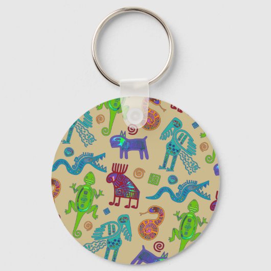 アフリカのメキシコの文化初期の部族パターン1 キーホルダー (正面)