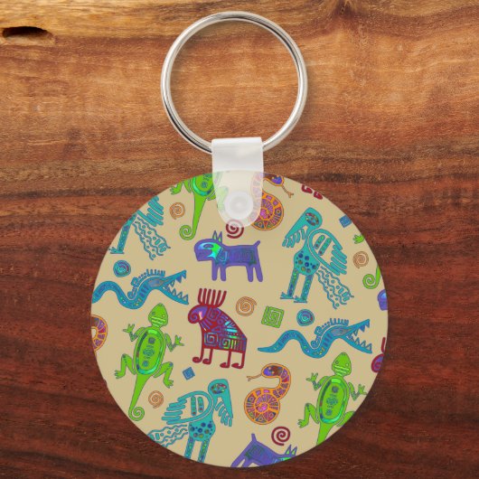 アフリカのメキシコの文化初期の部族パターン1 キーホルダー (正面)