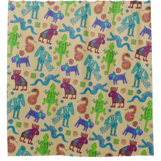 アフリカのメキシコの文化初期の部族パターン1 シャワーカーテン (正面)