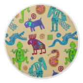 アフリカのメキシコの文化初期の部族パターン1 セラミックノブ (正面)