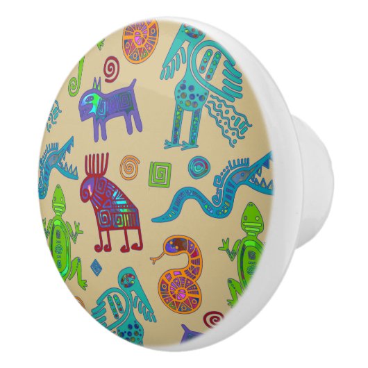 アフリカのメキシコの文化初期の部族パターン1 セラミックノブ (右)