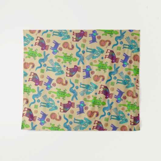 アフリカのメキシコの文化初期の部族パターン1 タペストリー (正面(横))