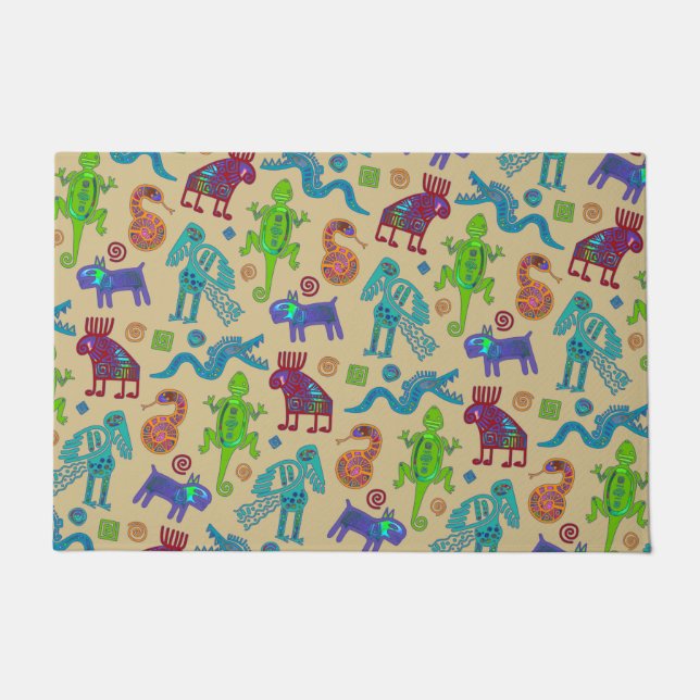 アフリカのメキシコの文化初期の部族パターン1 ドアマット (正面)