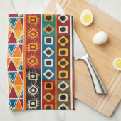 アフリカのモチーフのカラフルで装飾的なパターン キッチンタオル (四つ折り)