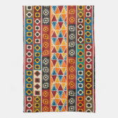 アフリカのモチーフのカラフルで装飾的なパターン キッチンタオル (縦)