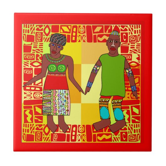 アフリカのモチーフのセラミックタイル タイル (正面)