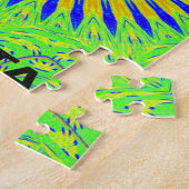 アフリカのモチーフデザインのグリーンと金ゴールドアートプリント ジグソーパズル (側面)