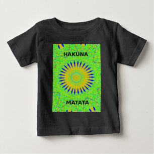 アフリカのモチーフデザインのグリーンと金ゴールドアートプリント ベビーTシャツ