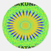 アフリカのモチーフデザインのグリーンと金ゴールドアートプリント ラウンドシール (正面)