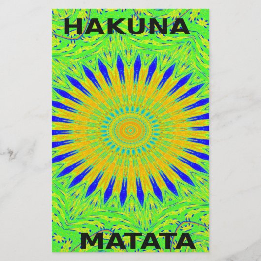 アフリカのモチーフデザインのグリーンと金ゴールドアートプリント 便箋 (正面)