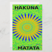 アフリカのモチーフデザインのグリーンと金ゴールドアートプリント 便箋 (正面/裏面)