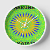 アフリカのモチーフデザインのグリーンと金ゴールドアートプリント 壁時計 (正面)