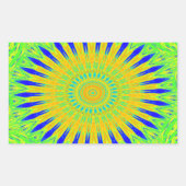 アフリカのモチーフデザインのグリーンと金ゴールドアートプリント 長方形シール (正面)