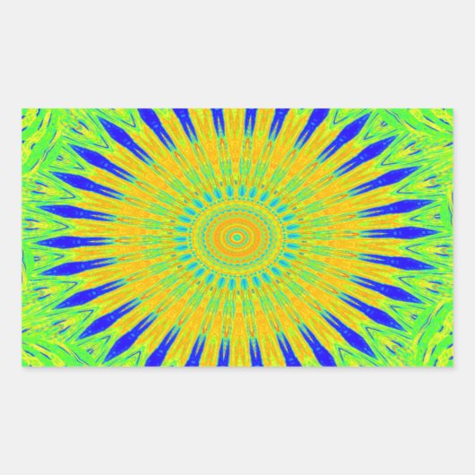 アフリカのモチーフデザインのグリーンと金ゴールドアートプリント 長方形シール (正面)