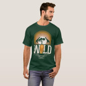 アフリカのライオンとキリンのレトロな野生動物 Tシャツ (正面フル)