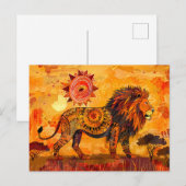 アフリカのライオンポートレートの部族スタイル シーズンポストカード (正面/裏面)