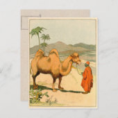 アフリカのラクダと砂漠の旅行者 ポストカード (正面/裏面)