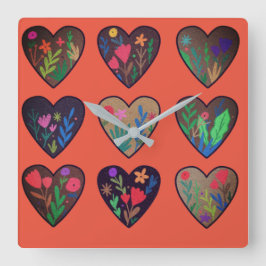 アフリカのルーツラブハート  スクエア壁時計