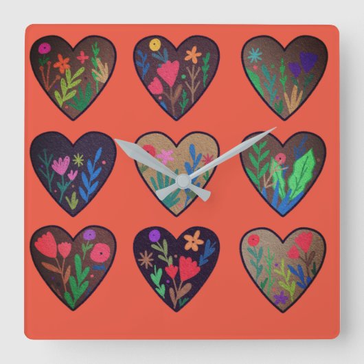 アフリカのルーツラブハート  スクエア壁時計 (正面)