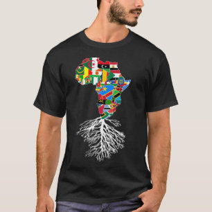 アフリカのルーツ大陸マップ一致する国のフラグ Tシャツ