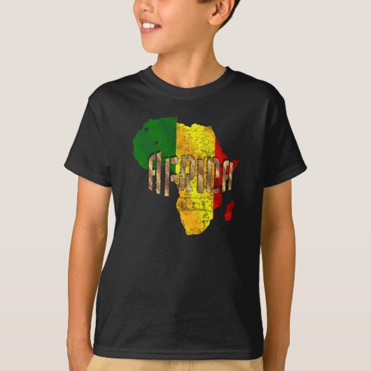 アフリカのレゲエの地図のRastafariのラスタの旗 Tシャツ (正面)