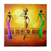 アフリカのレトロのヴィンテージのスタイルのギフト03 タイル (正面)