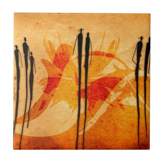 アフリカのレトロのヴィンテージのスタイルのギフト19 タイル (正面)