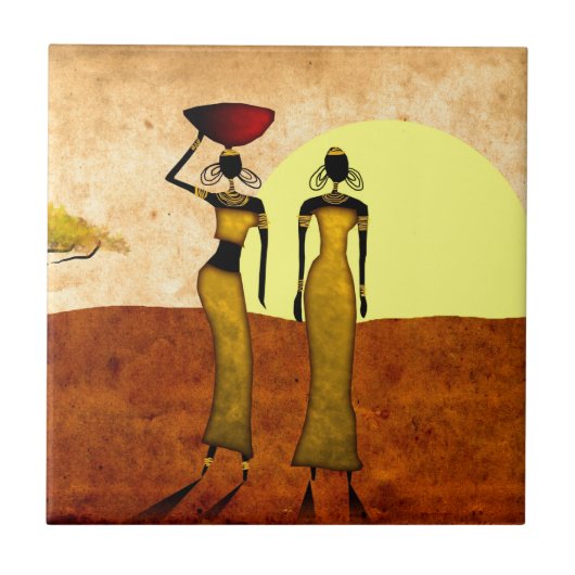 アフリカのレトロのヴィンテージのスタイルのギフト24 タイル (正面)