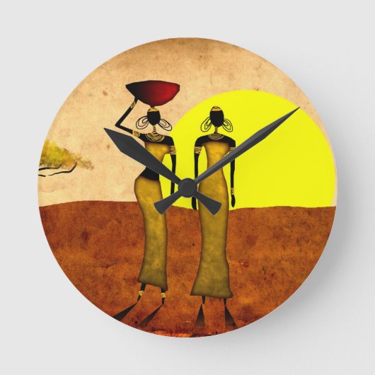 アフリカのレトロのヴィンテージのスタイルのギフト24 ラウンド壁時計 (正面)