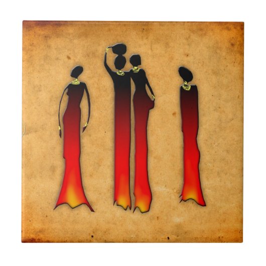 アフリカのレトロのヴィンテージのスタイルのギフト26 タイル (正面)