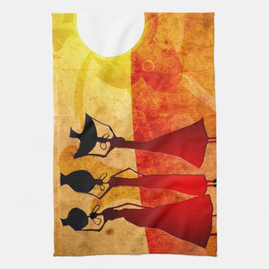 アフリカのレトロのヴィンテージのスタイルのギフト27 キッチンタオル (縦)