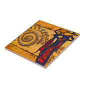 アフリカのレトロのヴィンテージのスタイルのギフト タイル (側面)