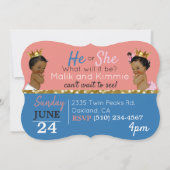 アフリカのロイヤルジェンダー発表ベイビーシャワー 招待状 (裏面)