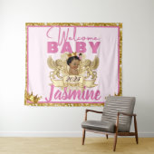 アフリカのロイヤルプリンセス ピンク|ゴールドグリッター背景 タペストリー (インサイチュ(横))