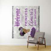 アフリカのロイヤルプリンセス 紫と銀の背景 タペストリー (インサイチュ)