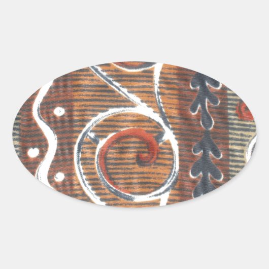 アフリカのヴィンテージ伝統的オーナメントのモチーフの色。 楕円形シール (正面)