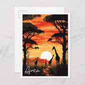 アフリカのヴィンテージ旅行イラストレーション ポストカード (正面/裏面)