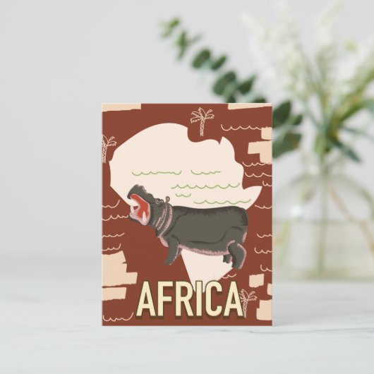 アフリカのヴィンテージ旅行ポスター。 ポストカード (スタンド正面)