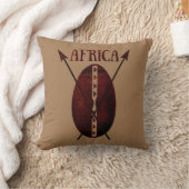 アフリカのヴィンテージ盾の槍のアフロアート クッション (ブランケット)