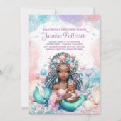 アフリカの人魚のママとベイビーのベビーシャワー 招待状 (正面)
