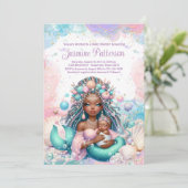 アフリカの人魚のママとベイビーのベビーシャワー 招待状 (スタンド正面)