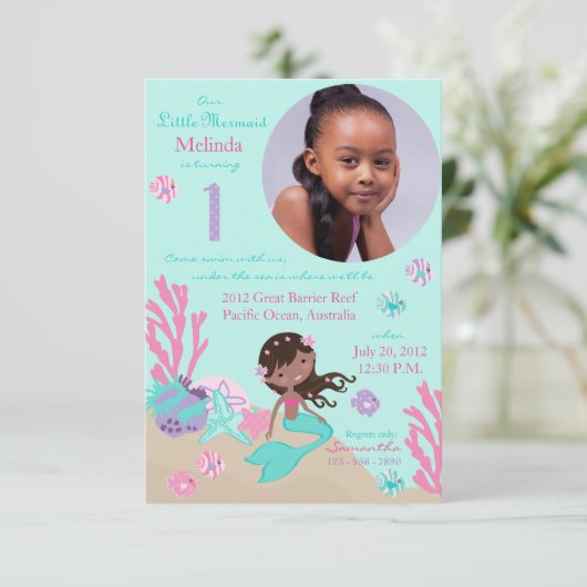 アフリカの人魚の最初誕生日の招待状 招待状 (スタンド正面)