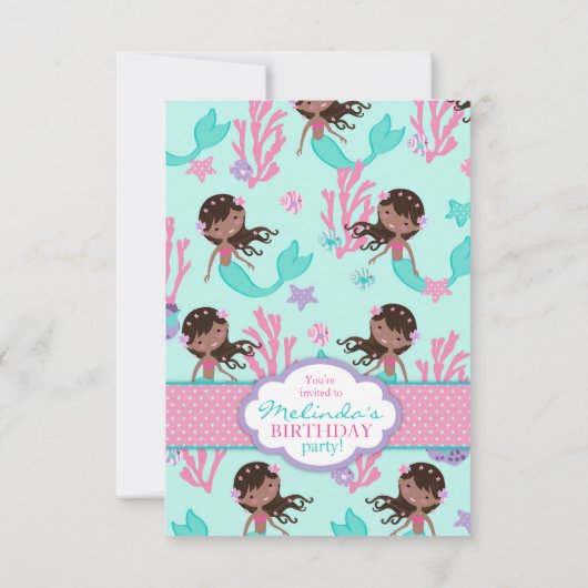 アフリカの人魚の最初誕生日の招待状 招待状 (裏面)